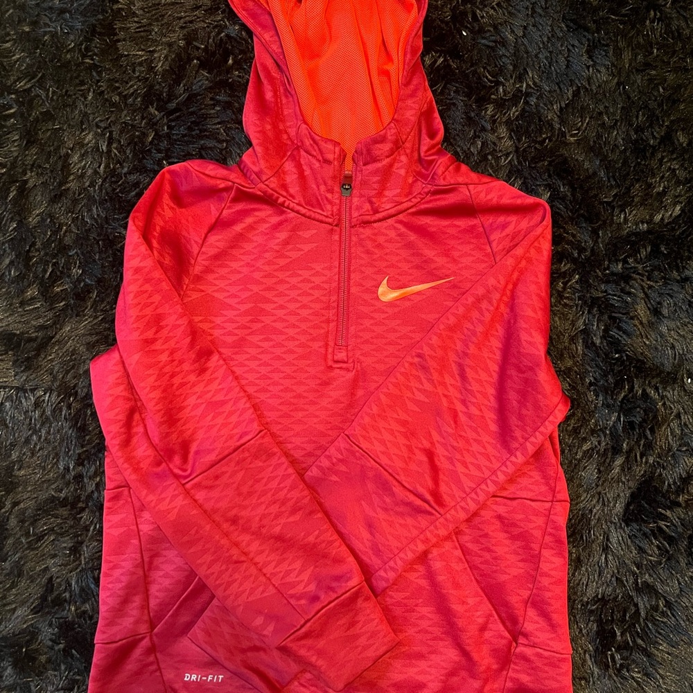 Nike Orange and Burgundy Dri-FIT Hoodie